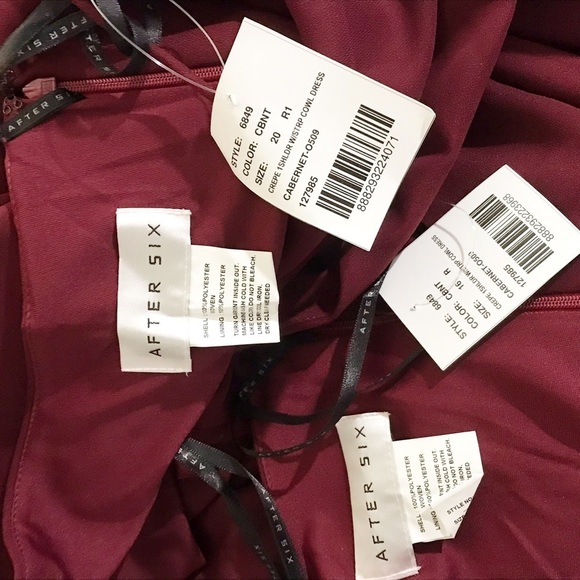 After Six One-Shoulder Draped Cowl-Neck Maxi Dress in Cabernet red NWT - Picture 8 of 8